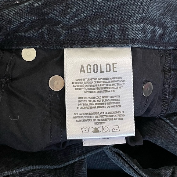Agolde Jamie High Rise Classic Slim Fit Rigid Denim Jean Rematch Washed Black 24 - Picture 10 of 11